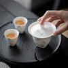 Porcelain Hand-painted Orchid Gaiwan Cover Bowl White and Blue Ceramic Tea Making Bowl Chinese Style Simple Tea Cup