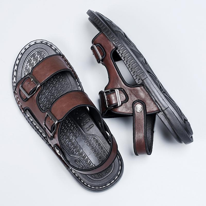 Fashion Dual-Purpose New Slippers for Men Summer PU Leather Sandals Fashion Casual Beach Shoes Street Cool Half Drag Wading Aqua Shoes