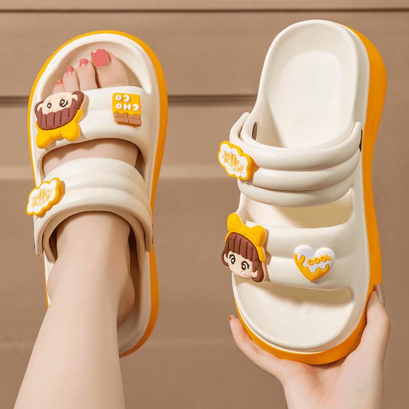 Fashion Cute Summer Slippers Women's EVA Outer Wear Non-Slip Odorless Beach Shoes Versatile Casual Home Use Sandals Fringe Element