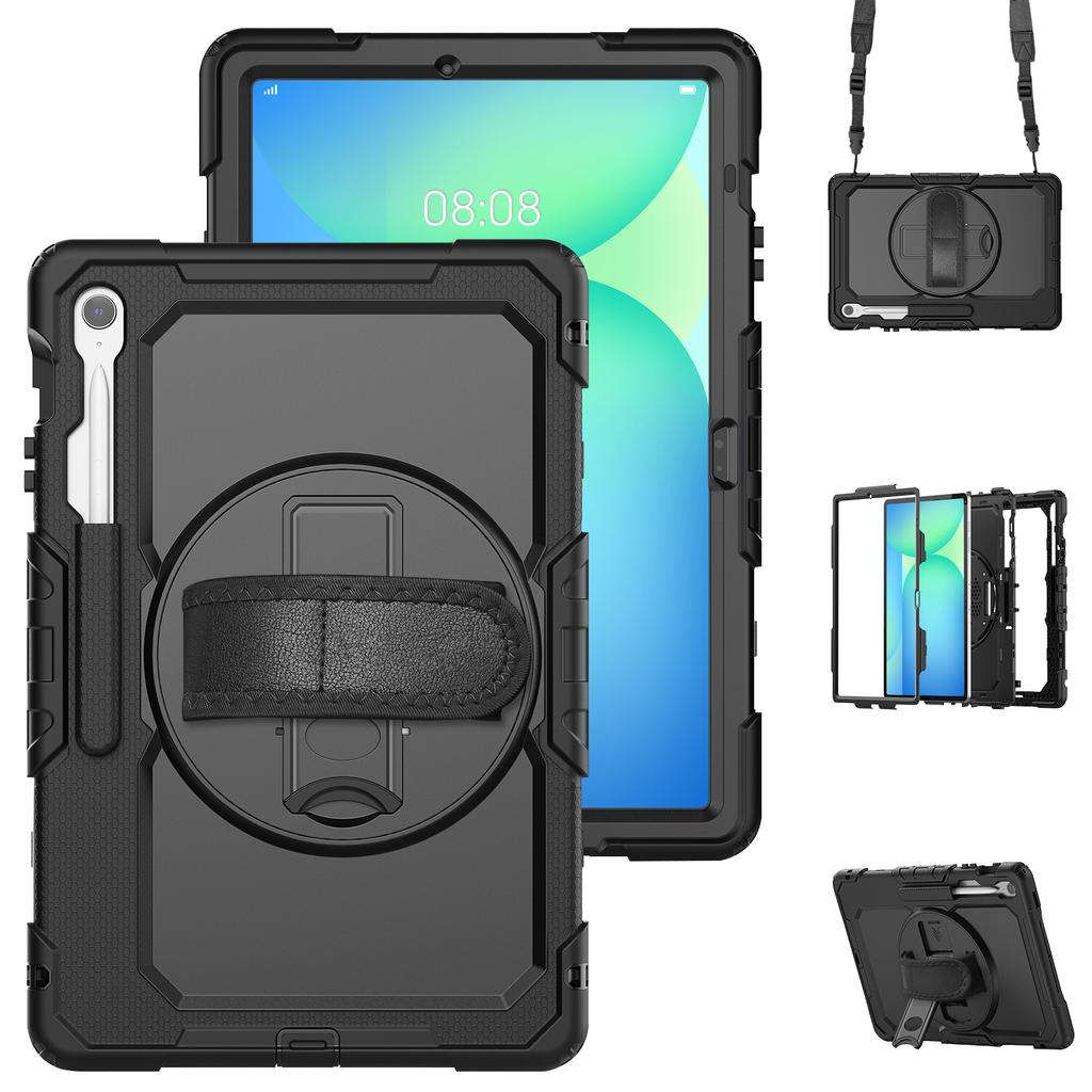 Heavy Duty shockrpoof Case Hand/Shoulder Strap Stand for Samsung Galaxy Tab S10 FE+ Plus 13" X620/X626B With Screen Protector