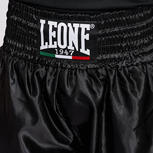 LEONE 1947 Boxing Shorts, Unisex, Lightweight Satin with Elastic Waist, Size Small/Black, AB737 [Authentic]