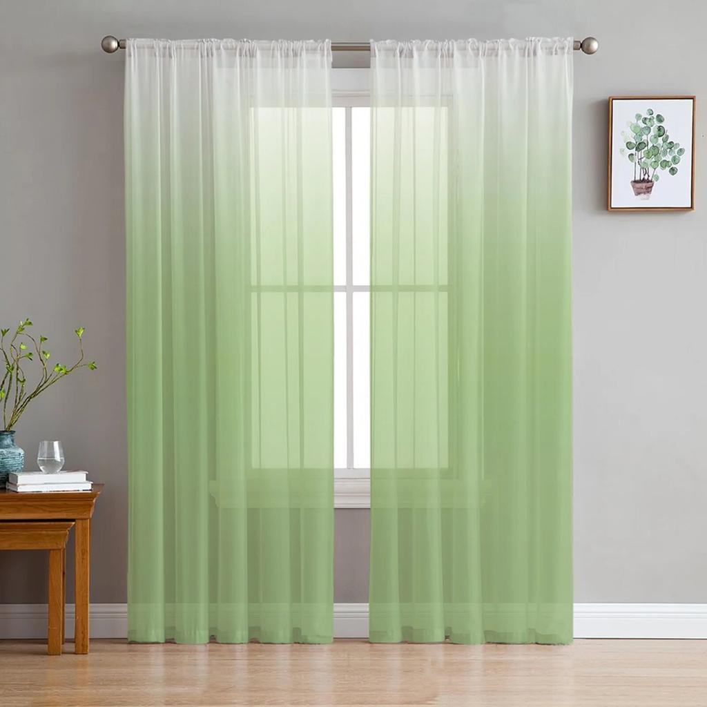 Romantic Purple Gradient Chiffon Sheer Curtains for Living Room Bedroom Home Decoration Window Voiles Tulle Curtain