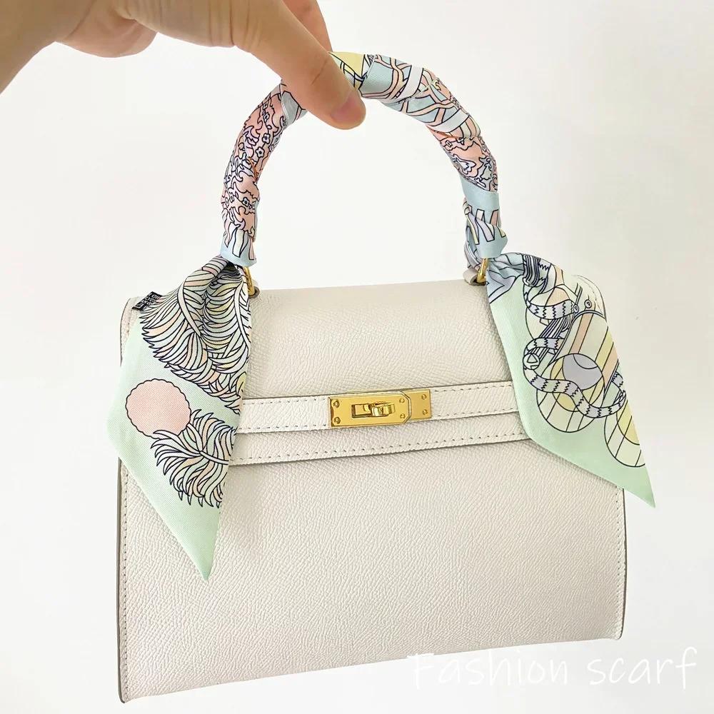 1PC Korean Summer Luxurious Check Female Decoration Twill Long Ribbon Binding Bag Silk Ribbon Hair Belt Hot Selling Small Scarf