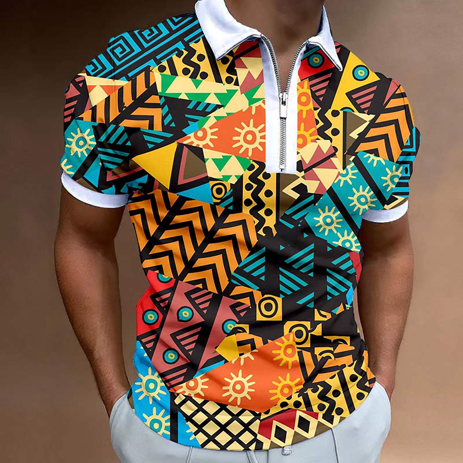 

K Мужская рубашка поло с вертикальной полоской и 3D-цифровой печатью, модная повседневная рубашка поло с коротким рукавом и лацканами S