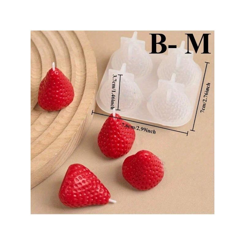 Strawberry Silicone Candle Mold 3D Fruit Craft DIY Baking Resin Chocolate Fondant Decorative Molds Handmade Party Supplies