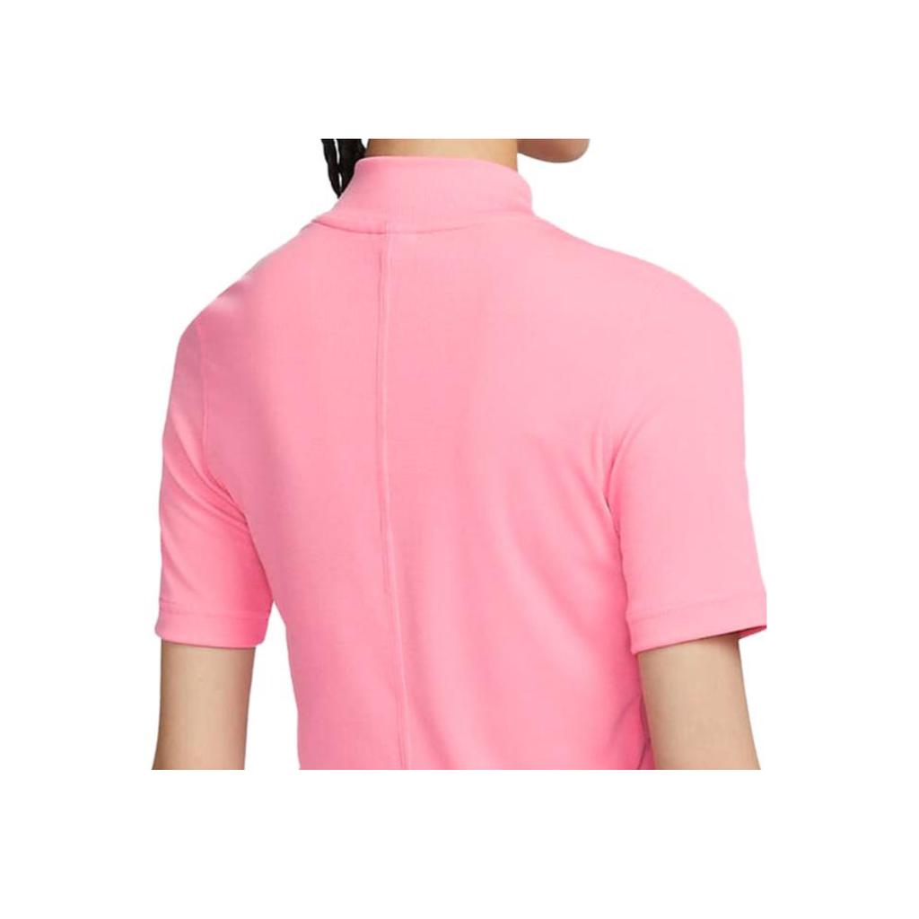 Nike Sportswear Essentials Solid Polo Short Sleeve T-Shirt Women Tops Coral-Pink DV7959-611