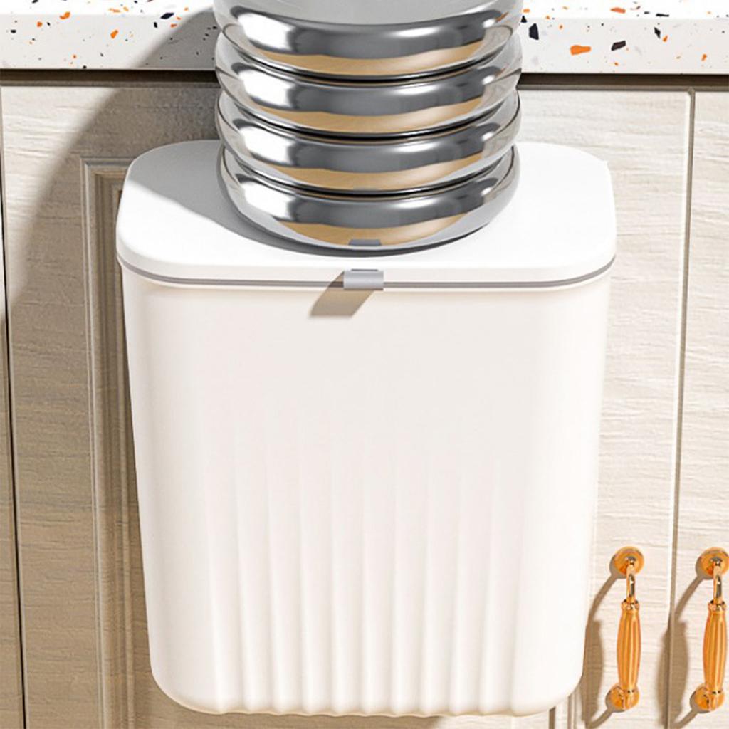 Wall Mounted Trash Can with Sliding Cover Home Kitchen Hanging Garbage Bin Rectangular Waste