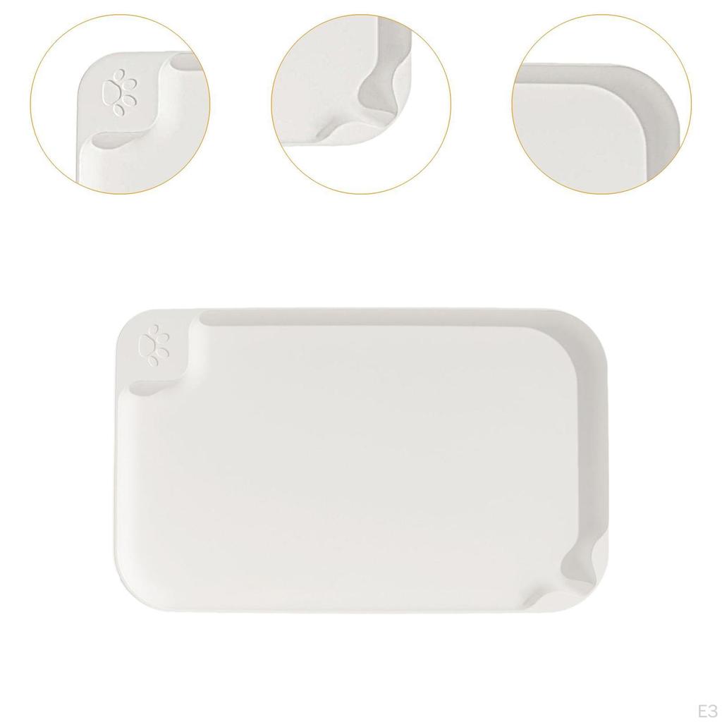 Dog Food Mat Pet Cat Feeding with Raised Edges Water Tray Placemat for
