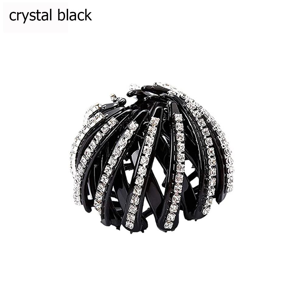 

Retractable Geometric Expanding Girls Headwear Clips Claw Tail Hair Bun Holder HairPins crystal black