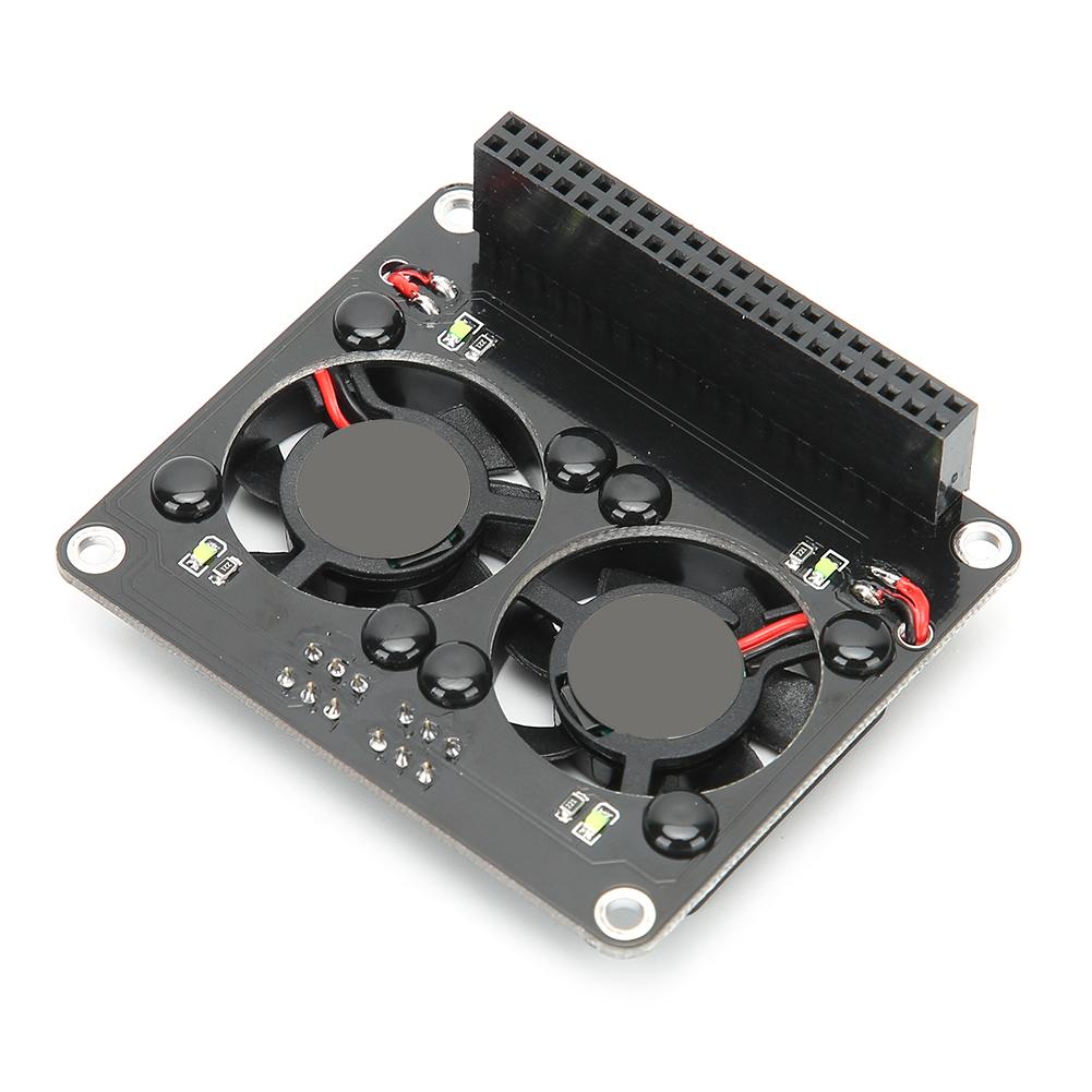 Cooling Fan for Raspberry Pi Heat Sink Expansion Board LED Light Double Fans C2448