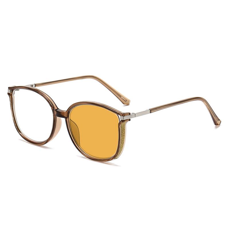 Unisex Retro Cat Eye Pochromic Glasses Trendy Color Changing Reading Glasses for Men Women Fashion Outdoor Sunglasses+4.0