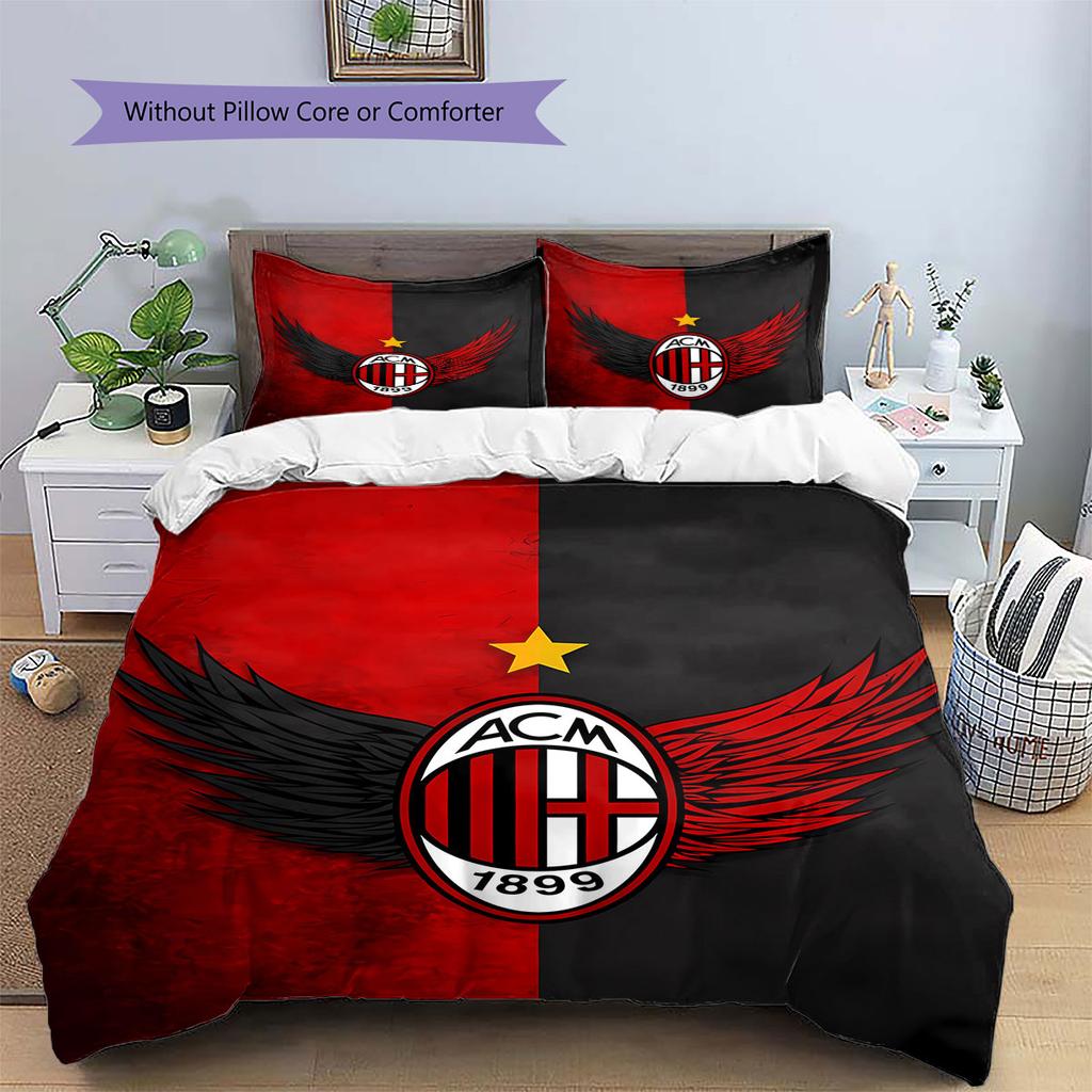 AC Milan Patronen Beddengoed, Dekbed Set Dekbedovertrek Kussensloop Huis Verjaardagscadeau(1 dekbedovertrek + 2 kussenslopen, zonder binnenkussen)