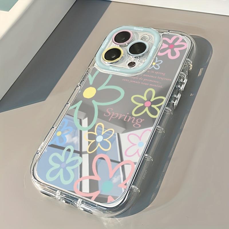 New Mirror Design Phone Case For iPhone 16 17 15 14 13 11 12 Pro Max 16E 17E X XR XS 7 8 Plus Cute Dopamine Flower Soft Cover