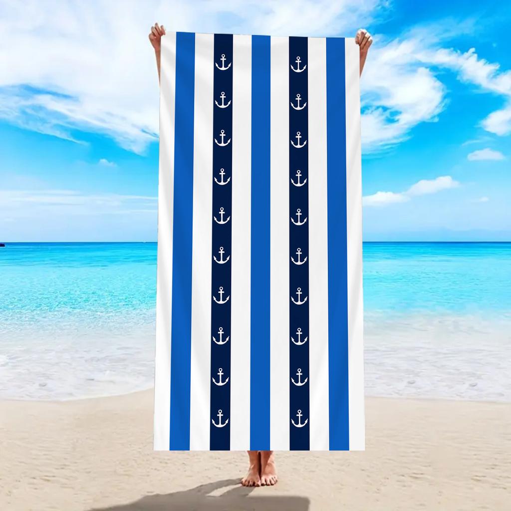 1pc ultra-fine fiber striped beach towel, suitable for camping, beach, surfing, swimming essential multifunctional beach towel