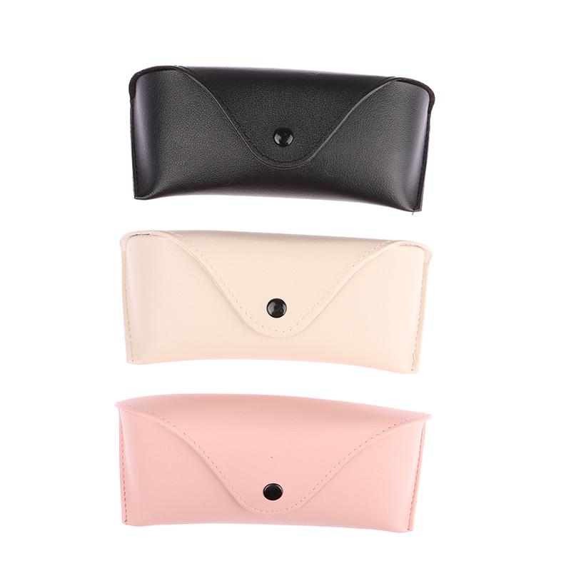 1Pc Leather Eye Glasses Sunglasses Hard Case Protector Box Portable Solid Color