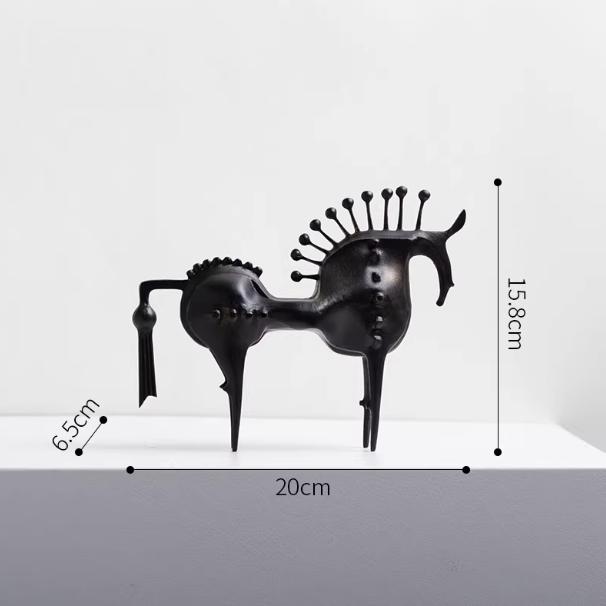 Handmade Iron Animal Sculpture Art Crafts Abstract Horse Stinging Horses Metal Decorative Figurines Home Decoration Accessories