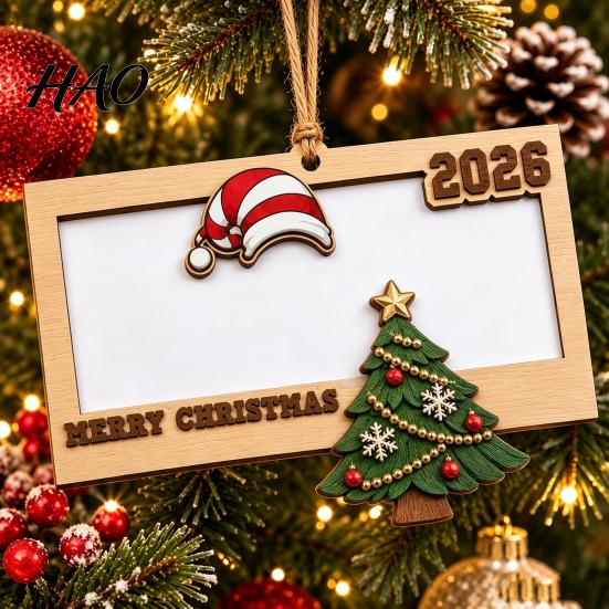 Christmas Tree Decoration with Money Slot 2Pcs Holder Hanging Ornament for Cash, Wooden Xmas Holiday Decoration, Reusable Cash Box Party Tabletop