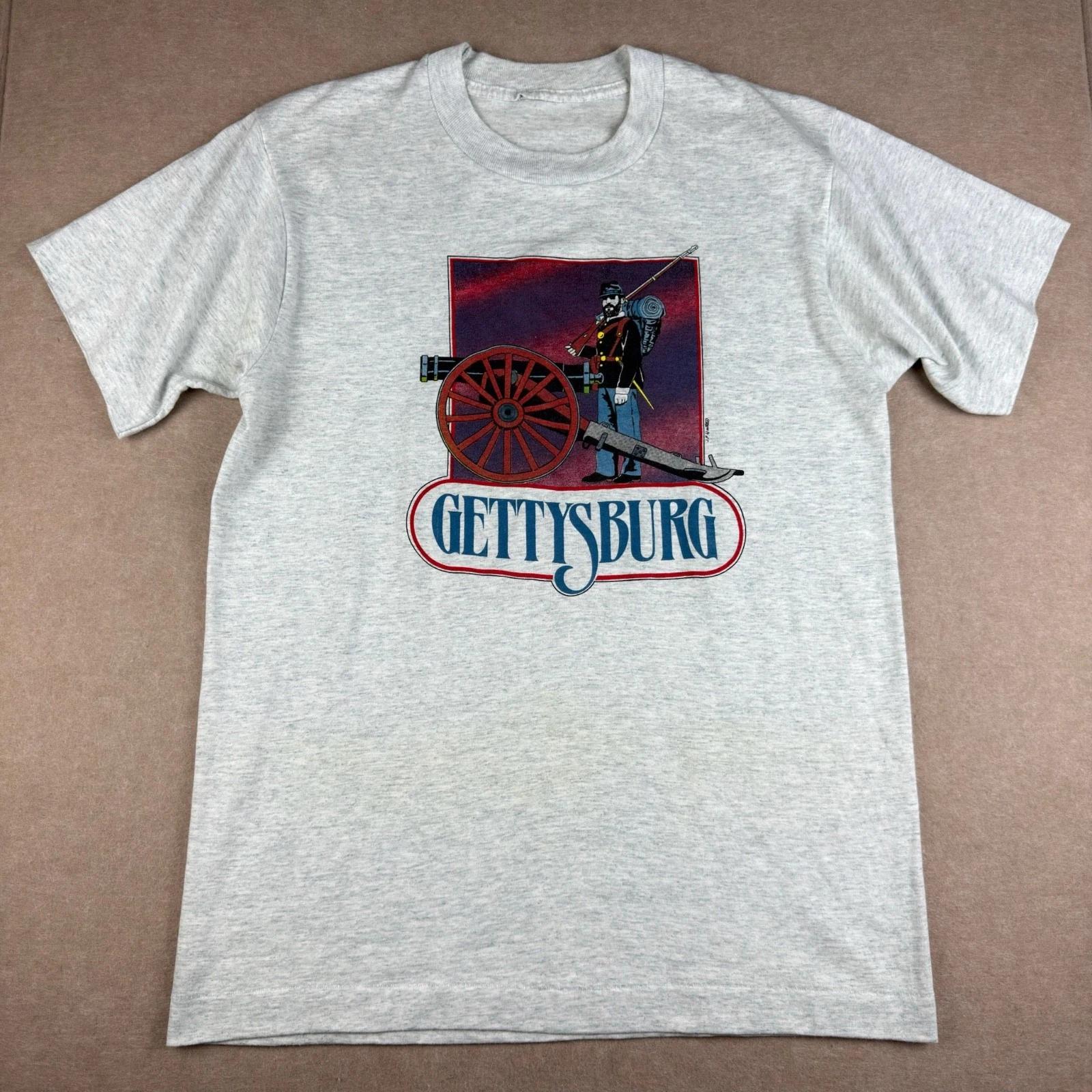 Vintage Gettysburg Civil War Single Stitch Graphic Tee Mens Small Gray 2XL