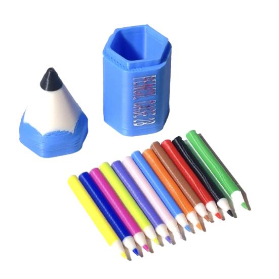 Mini Pen Holder And Pencils, Cute Pencil Design, 3D Printed Pen Holder Miniature, with 12 Tiny Colored Pencils for Doll Mansion Miniature Rooms синий
