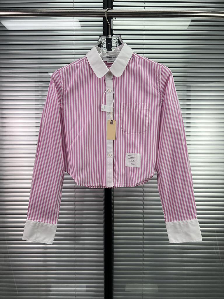 New TB Academy Style Classic Vermicelli Splicing Women's Casual High Version Short Long Sleeve Shirt