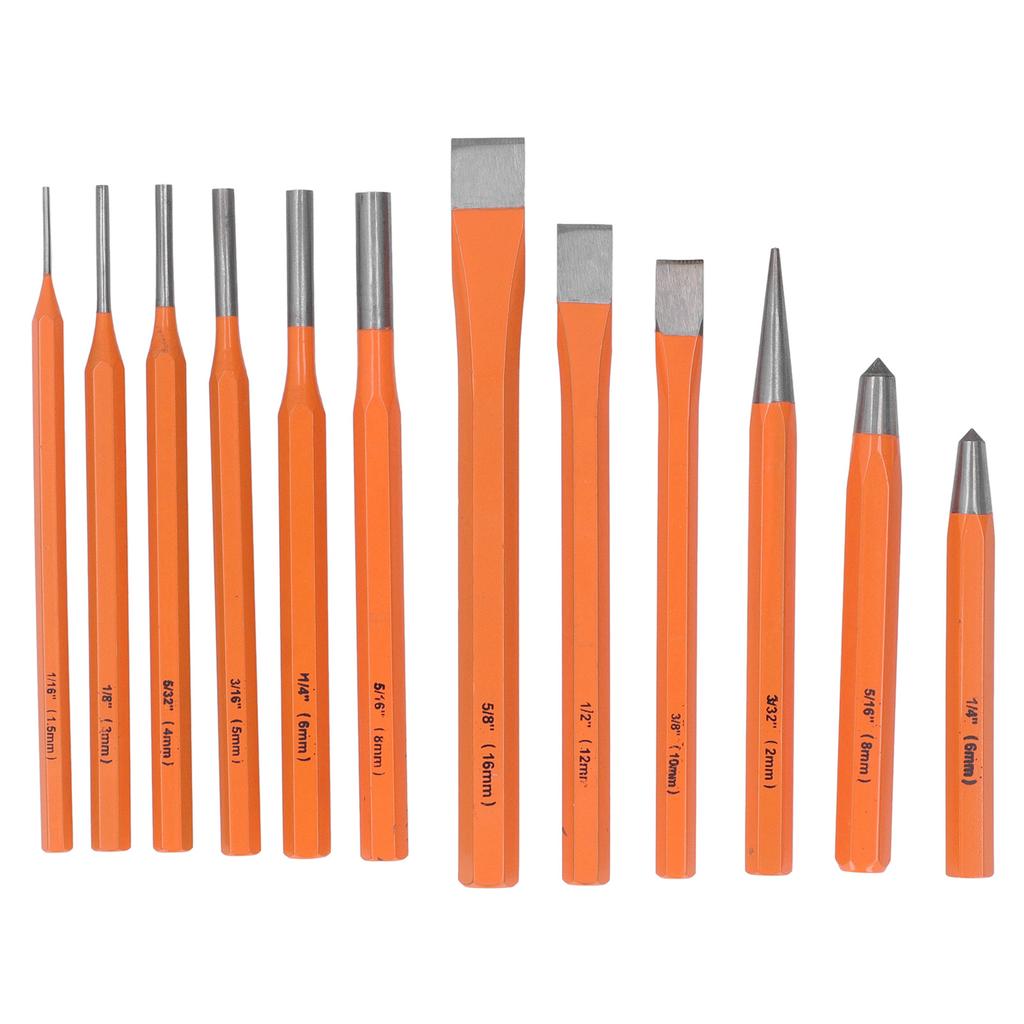 12PCS Roll Pin Punch Chisel Set Multiple Size Punch and Chisel Removing Repair Tool DIY Tool for