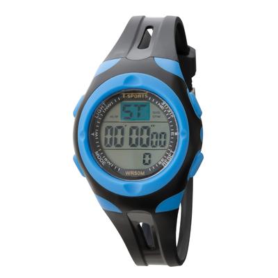 Klefer 191076 Men's Digital Watch, Waterproof, Blue, with Stopwatch Function, Urethane Strap, Black