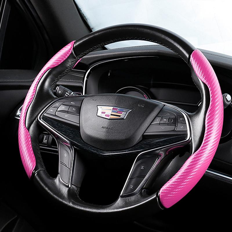 Non-Slip Sport Car Steering Cover Fit 38cm/15inch Carbon Fiber Steering Wheel Booster Cover Universal Car
