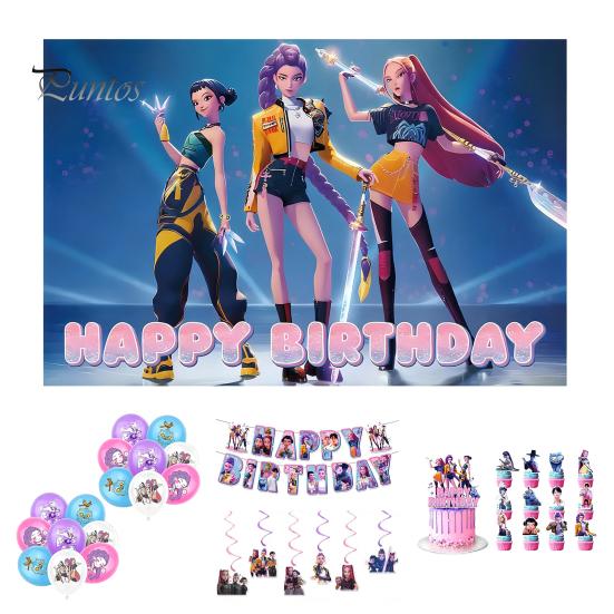 Thick Balloons K-POP Witch Squad Birthday Party Decor Kit Themed Banner And Balloon Decoration Signsfor Music Dance Theme Celebration Fan Meetings