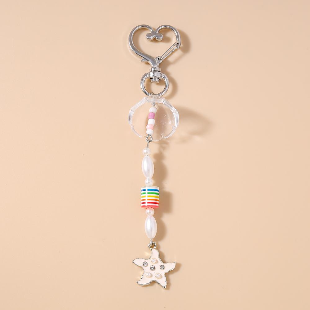 

Cute Enamel Starfish Shelll Conch Keychain Women Girls Love Heart Key Ring Pendant for Handbag DIY Key Chain Jewelry Gifts