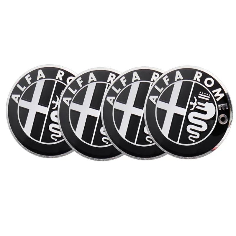 60mm 65mm Alfa Romeo Wheel Hub Caps Sticker 4Pcs Car Wheel Center Caps Emblem For Giulia Stelvio Giulietta 147 Mito Accessories WZACF1