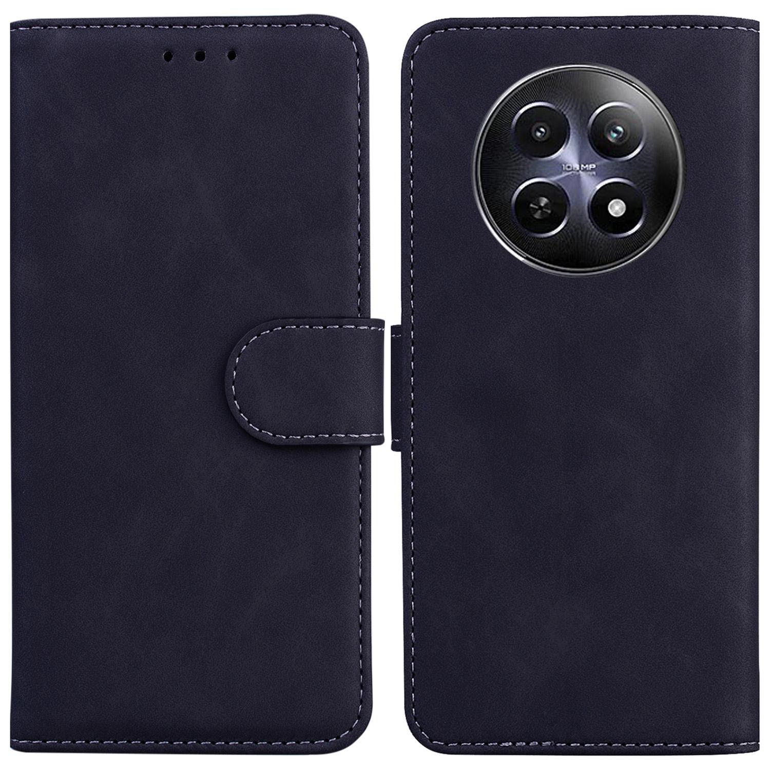 

Чехол для Realme 12 5G/12x 5G Однотонный Кожаный Кошелек Флип Чехол для Телефона Black