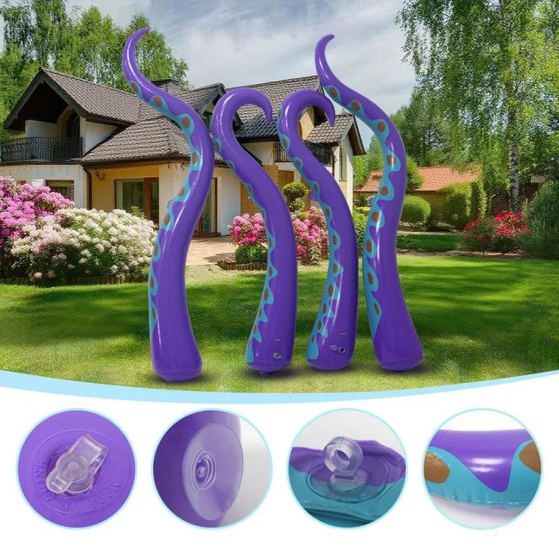 4 st Jätte Halloween Uppblåsbar Bläckfisk Tentakel Inomhus Utomhus Ornament DIY Halloween Party Dekoration Skräckhus Gård Rekvisita