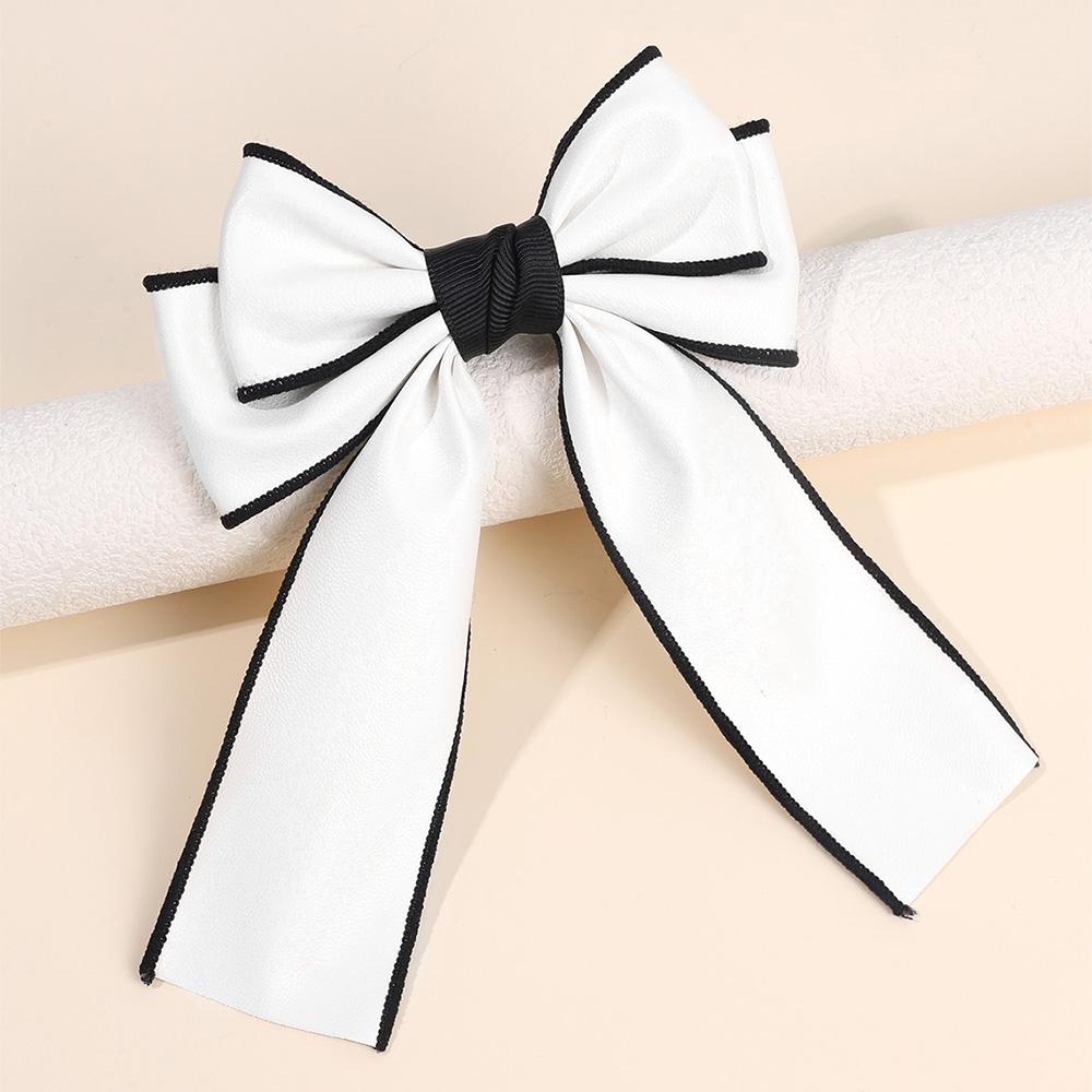 

2Pcs White Leather Bow Hair Clip Elegant Double Layer Hairpin Sweet Waterproof Barrette For Women Girls Kid Headdress Accesories