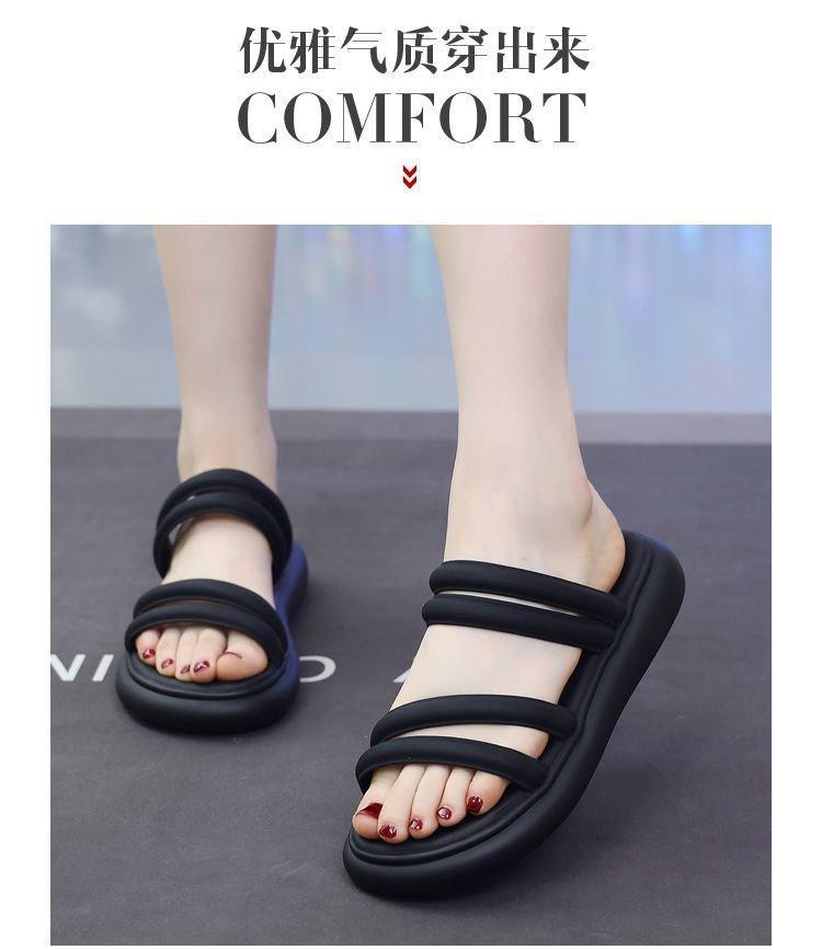 Cool Slippers Women's Summer Wear 2025 New Thick-soled Beach Sandals Fashionable Women's Pregnant Women's Advanced Sense One-word