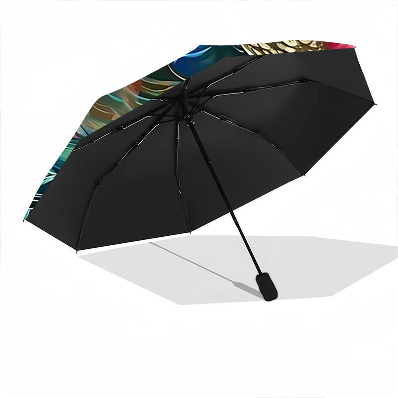 1pc Peacock Floral Outdoor Umbrella Automatic Opening/Closing, Foldable Design, 8-Rib Iron Frame, Festival Gift for Fans, Travelers, Daily Use.R0