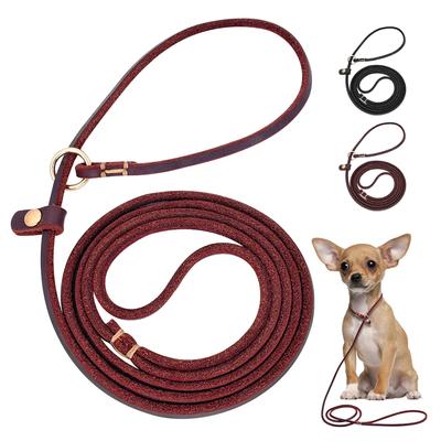 4ft/5ft Leder Hundeleine P Kettenhalsband Traktionsleine Seil Für Chihuahua Bulldogge Kleine Hunde Leinen Sliphalsbänder Haustierbedarf