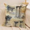 Retro Roman Architectural Cushion Cover Silky Short Plush Invisible Zipper Dustproof Sofa Pillow Case For Home Decor