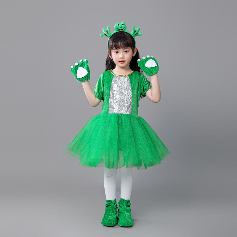 

Children s Little Green Frog Dance Costume - Tadpoles Looking for Mom Performance Outfit 160 cm