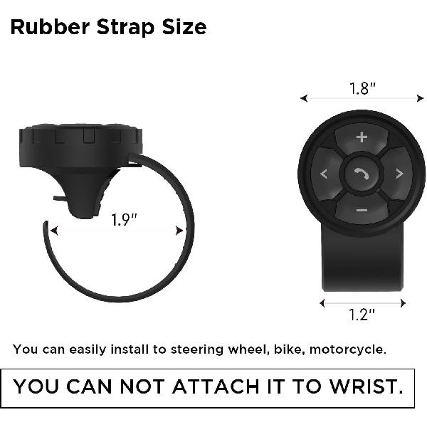 Bluetooth Media Button Remote Control IPX6 Waterproof Strap Type Wireless Controller for Car Bike Motorbike Steering Wheel Siri Call & Camera