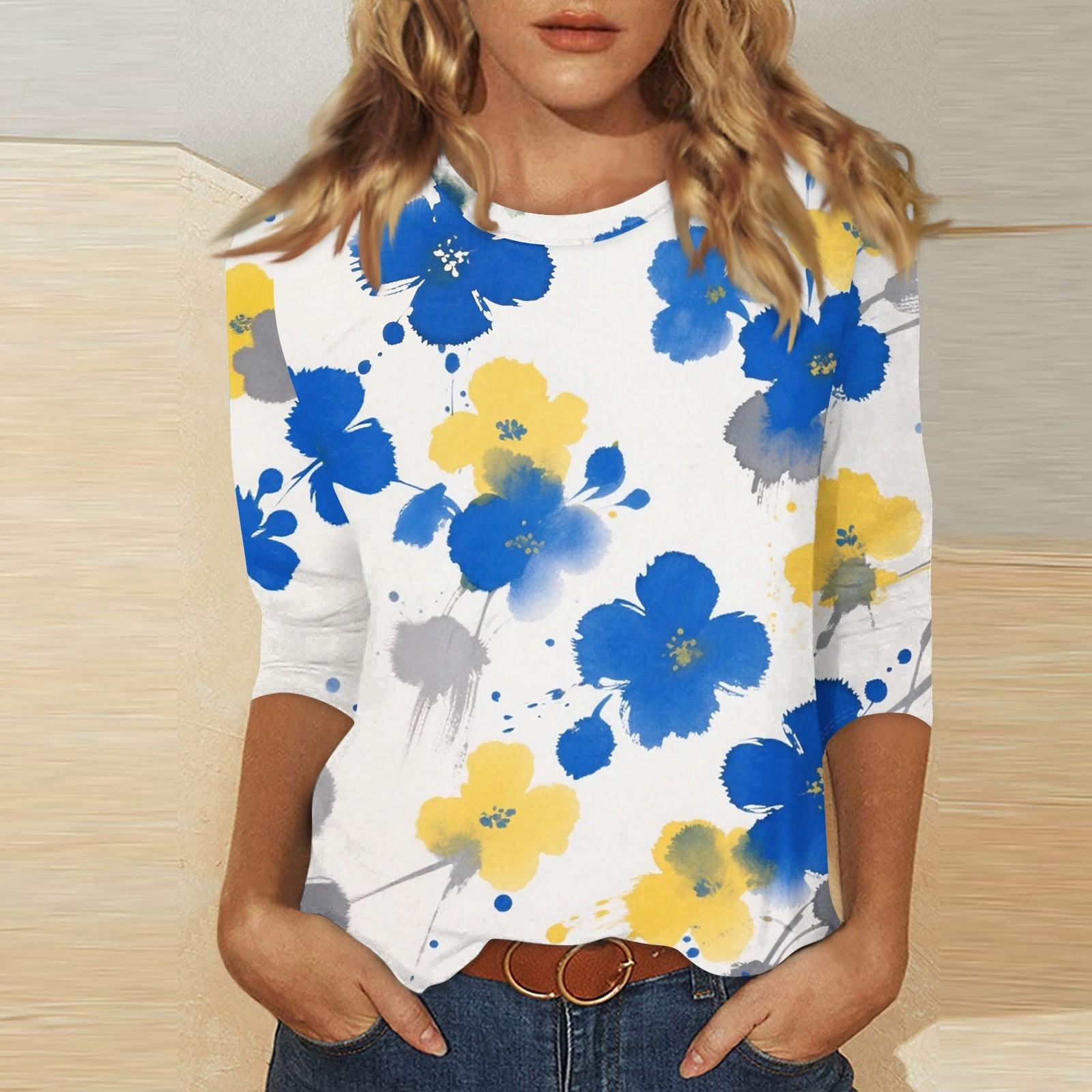 

Женский топ с круглым вырезом, рукавом 3/4 и принтом Эд XL жёлтый