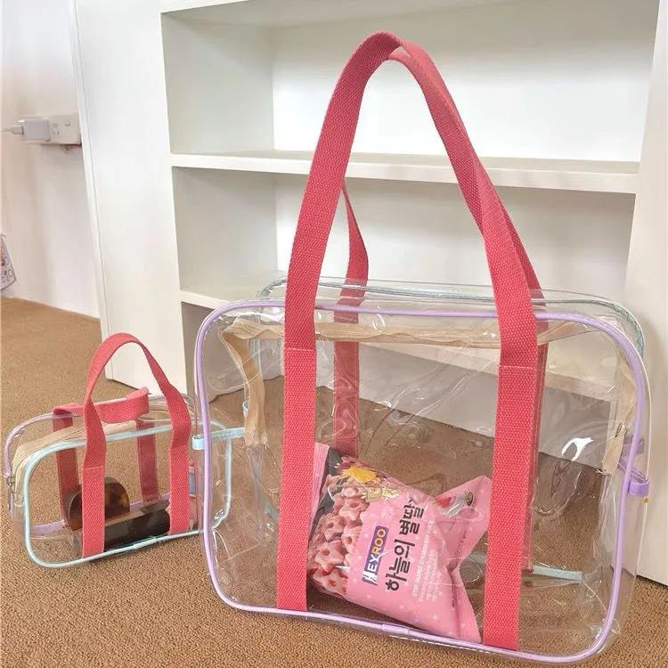 Makeup PVC Jelly Bag Business Trip Transparent Toiletries and Cosmetics Bag Travel Waterproof Swimming Storage Beach Bag