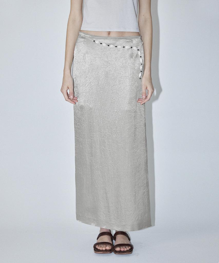 EN OR Metallic Silver Maxi Skirt - Gray
