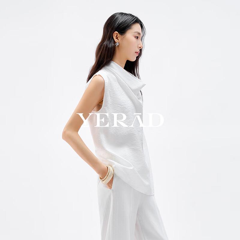 YERAD Artistic Drape Neck Pleated Sleeveless Blouse