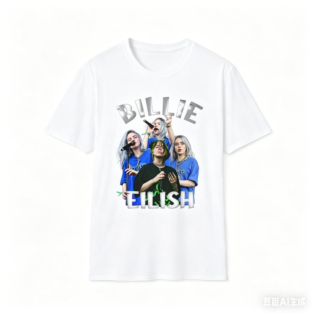 Billie Eilish Graphics Vintage T-shirt Men's Women's Summer Cotton Y2K Clothing Fashion Round Neck Short Sleeved Top