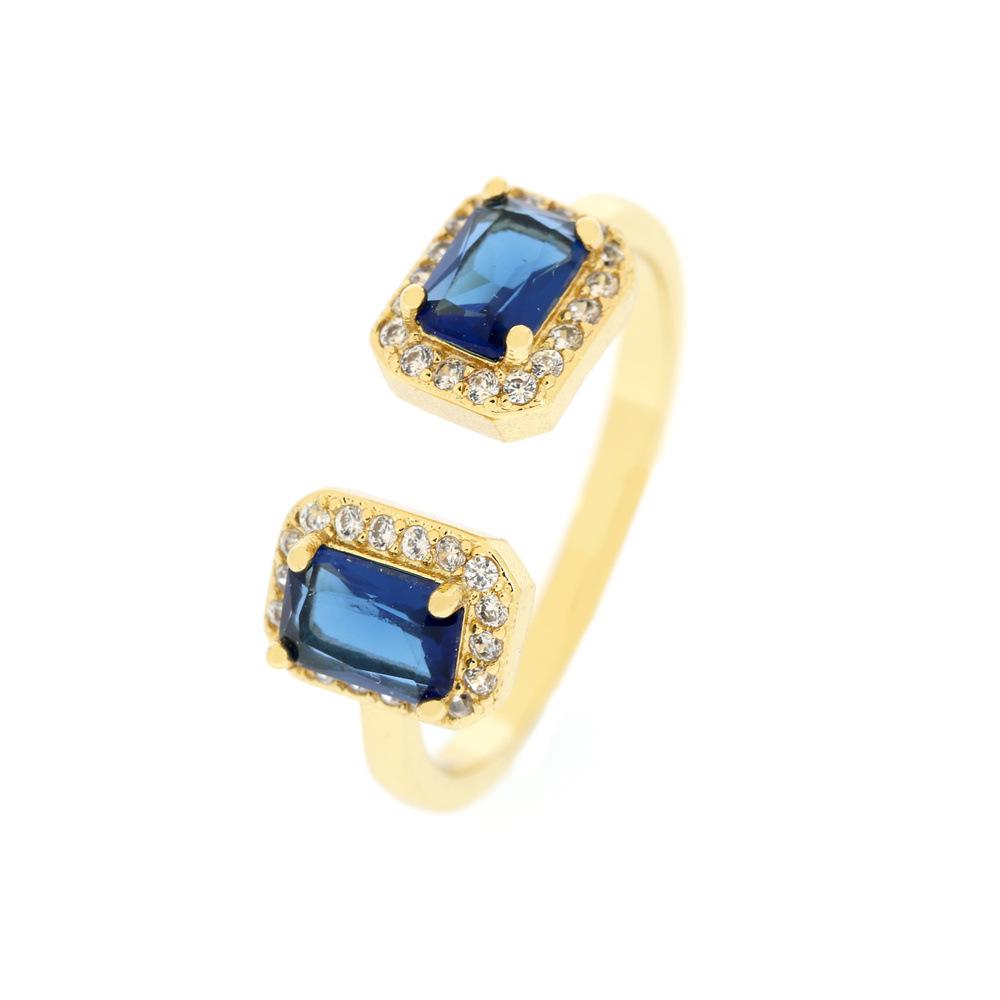 Geometric Colored Zircon Square Ring - Women's Niche Cold Fashion