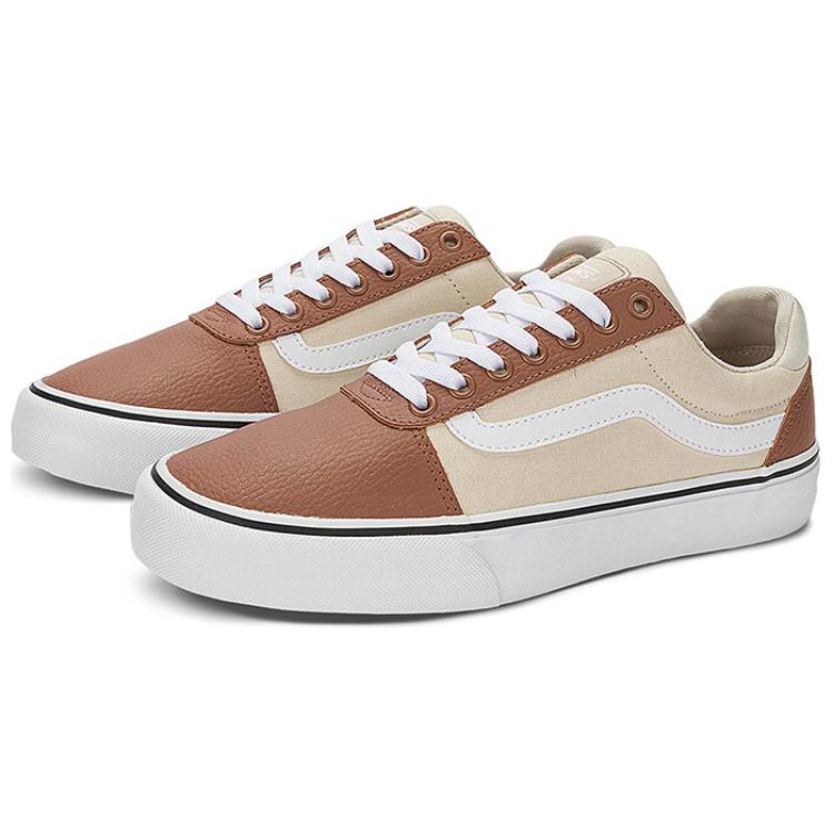 Vans Ward Deluxe Color Block Versatile Low Top Skate Shoes Men Sneakers Brown White VN000C4UB5X