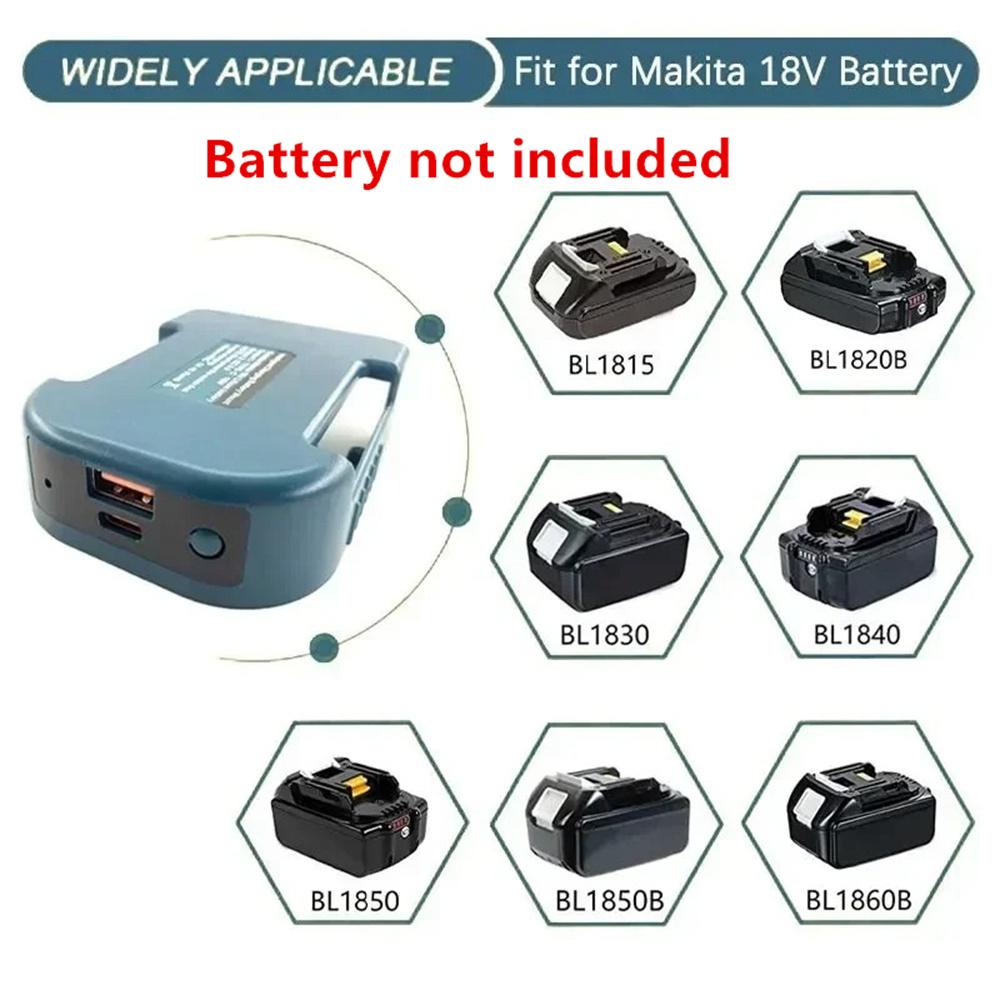 USB & Type-C Adaptér držáku baterie pro baterii Makita 18V BL1840 BL1850 BL1860
