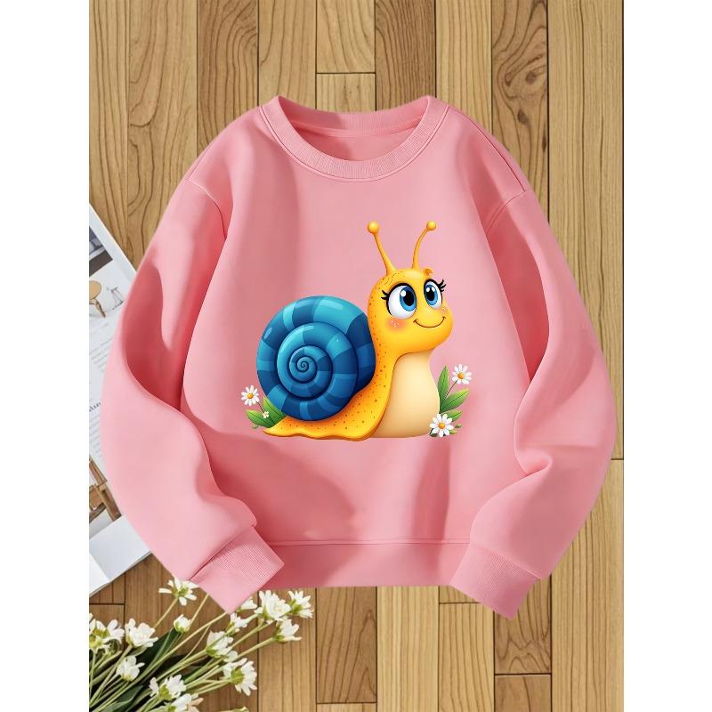 European sizes Kid's Cartoon Snail Print Crewneck Sweatshirt, Adorable and Cute Style for , Perfect Gift for Kids