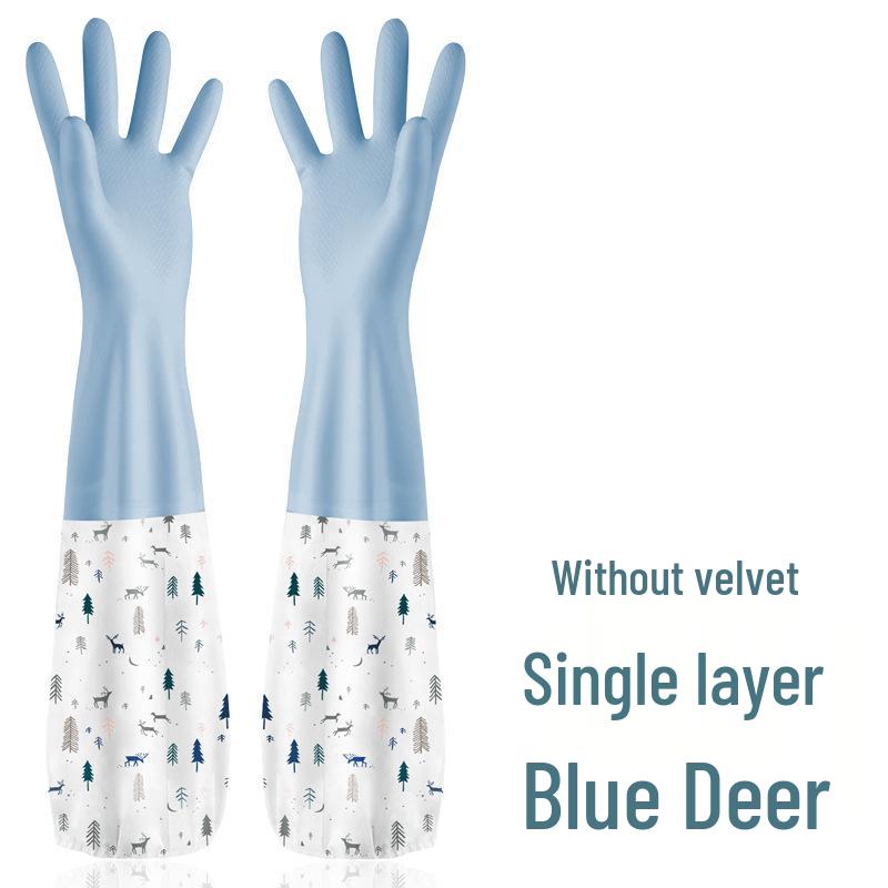 Fleece-Lined Waterproof Rubber Gloves for Dishwashing and Laundry