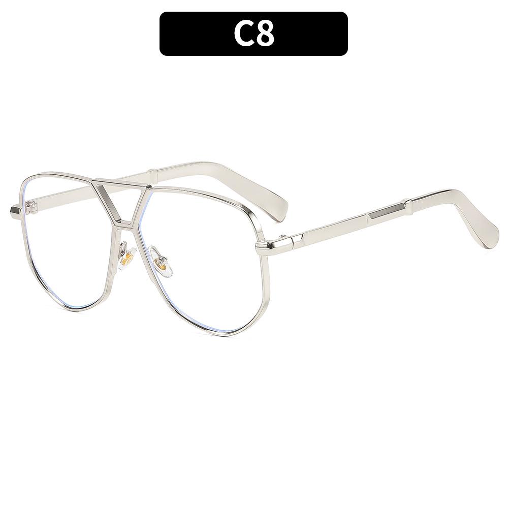 European And American Fashion New Metal Double Beam Sunglasses Personalized Retro Versatile Trend Pilot Sunglasses Men'S Glasses
